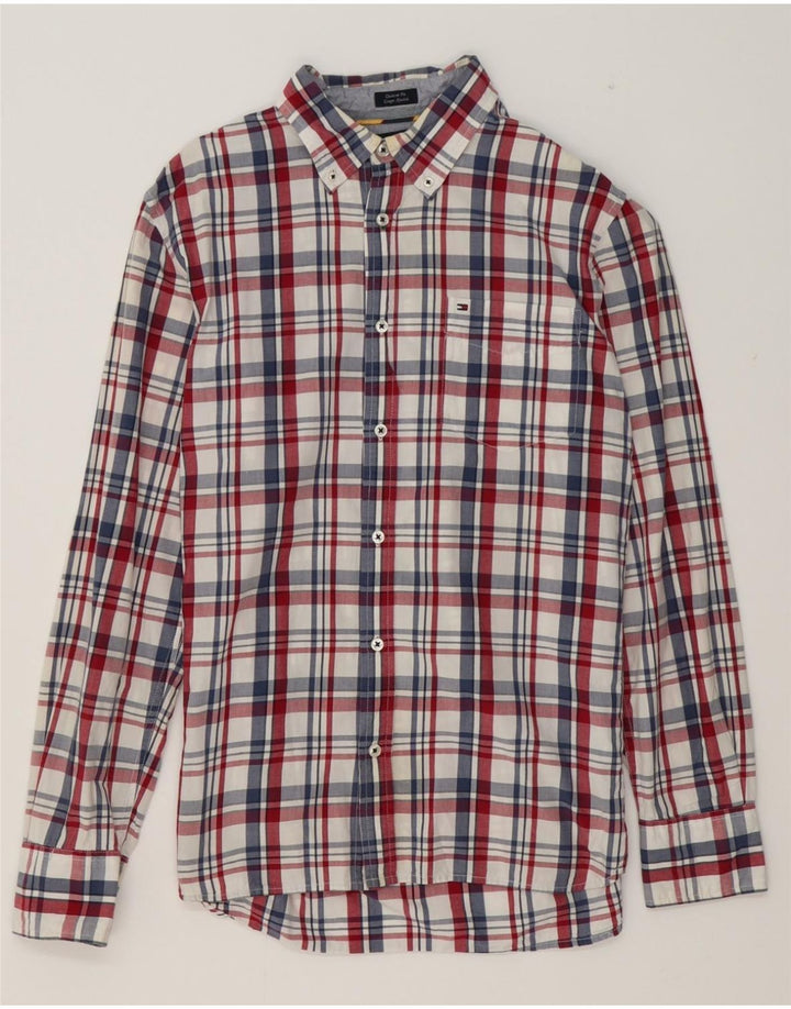 TOMMY HILFIGER Mens Coupe Ajustee Custom Fit Shirt Medium Red Check Cotton Vintage Tommy Hilfiger and Second-Hand Tommy Hilfiger from Messina Hembry 