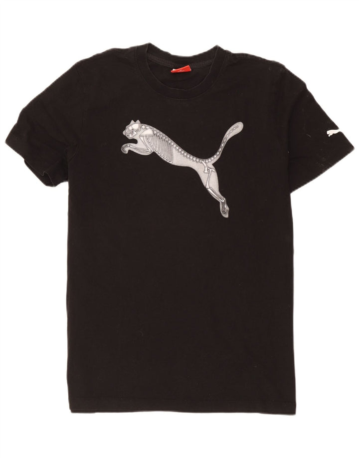 Мужская футболка с рисунком Puma, средний черный, цветной блок