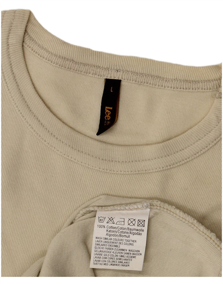 Женская футболка Lee Top UK 14, большой размер, бежевый хлопок