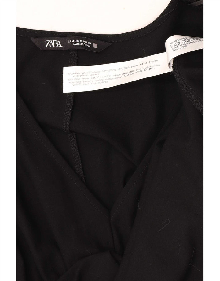 Женское платье макси с рукавом 3/4 Zara UK 14, средний черный полиэстер