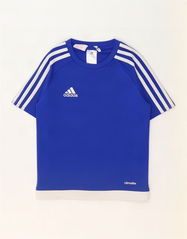 Футболка Adidas Climalite для мальчиков, топ 7–8 лет, синий полиэстер с цветными блоками