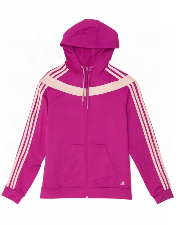 Женский свитер с капюшоном на молнии Adidas UK 8/10, маленький фиолетовый с цветными блоками
