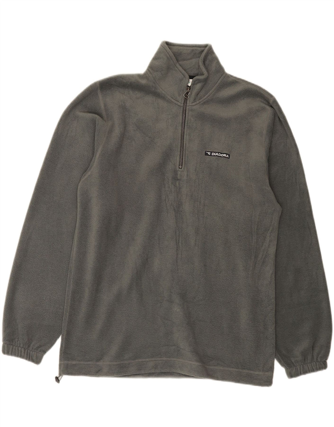 DIADORA Mens Zip Neck Fleece Jumper Large Grey Polyester