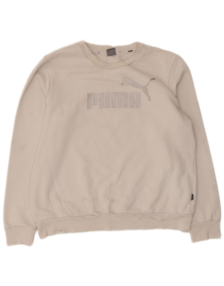 Мужской свитшот с рисунком Puma, большой белый хлопковый джемпер