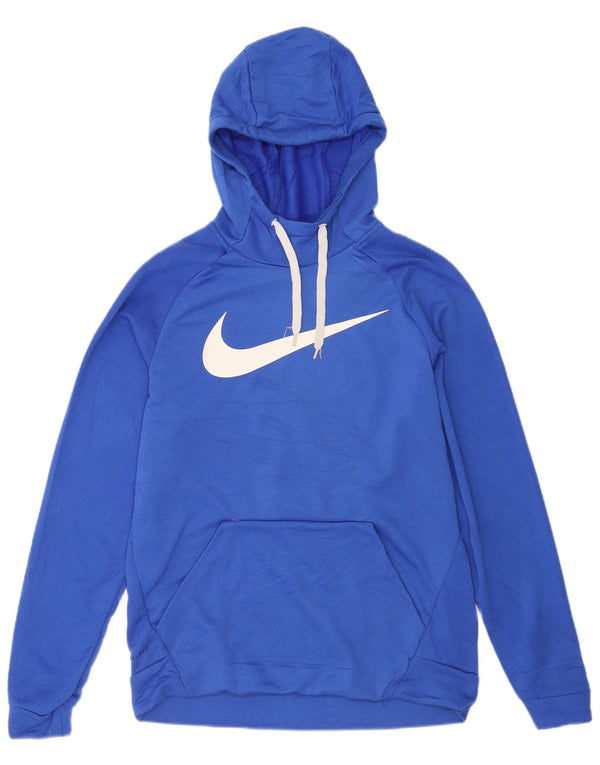 Мужской джемпер с капюшоном Nike Dri Fit с рисунком, средний синий, полиэстер