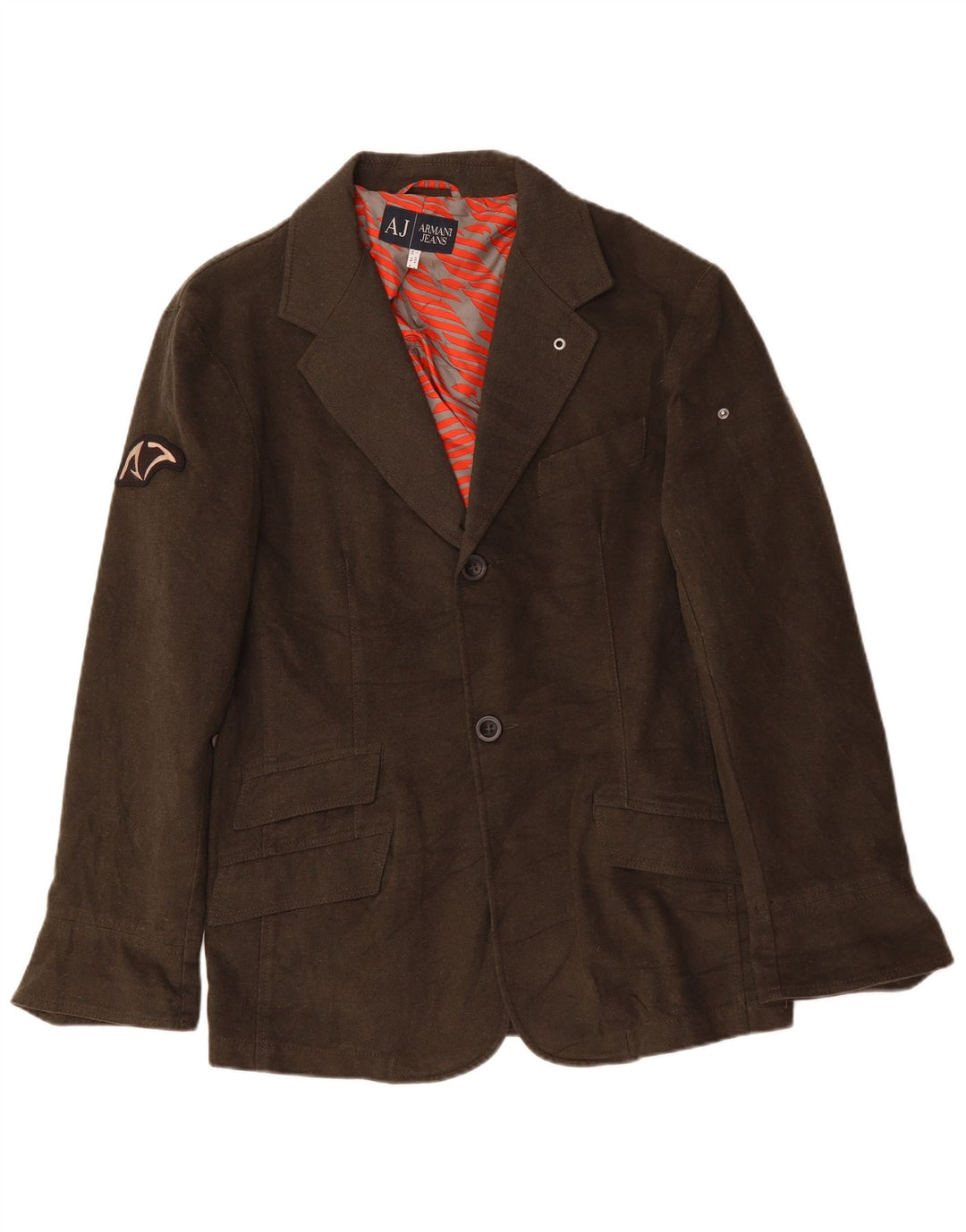 ARMANI JEANS Мужской пиджак на 2 пуговицах IT 52 Большой Хаки Хлопок