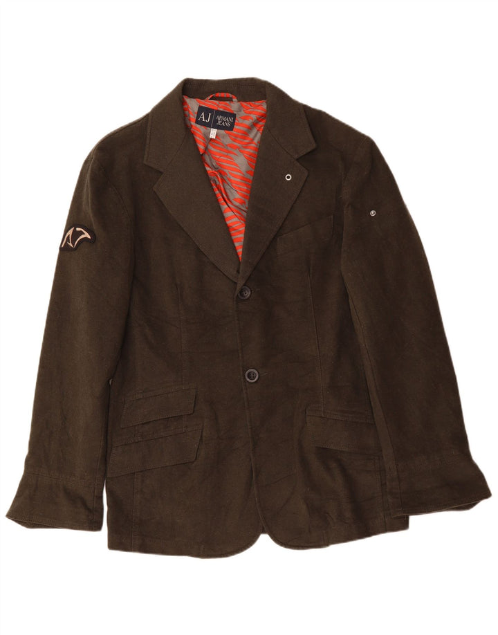 ARMANI JEANS Мужской пиджак на 2 пуговицах IT 52 Большой Хаки Хлопок