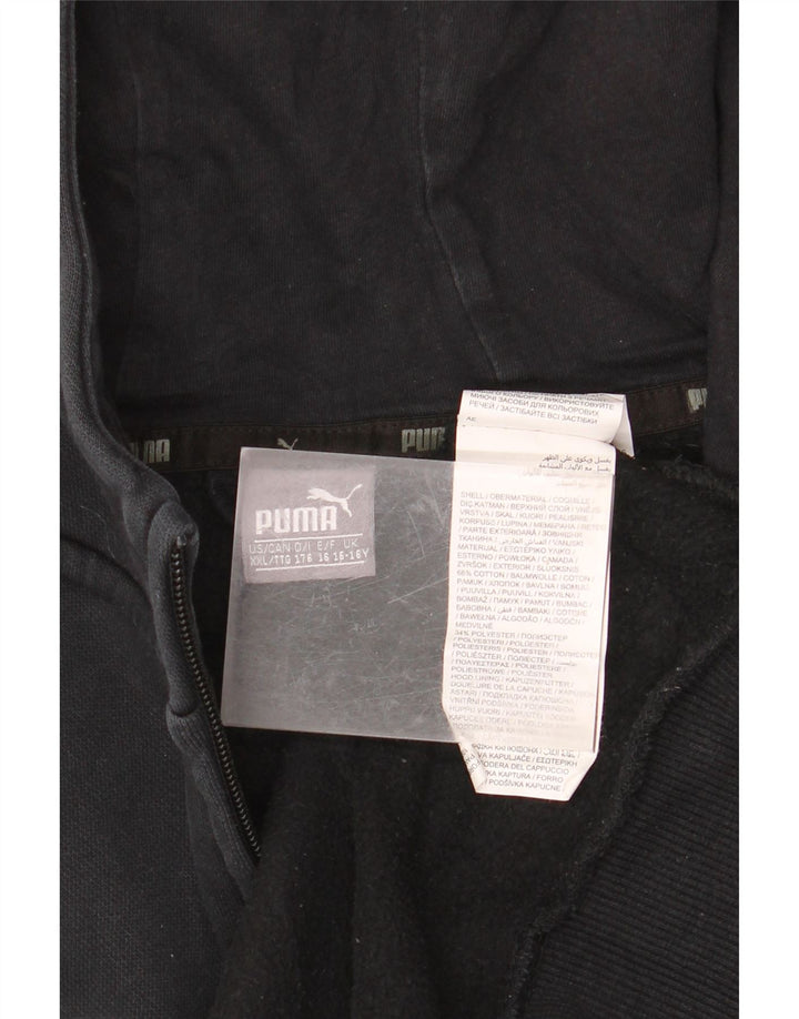 PUMA Свитер с капюшоном на молнии с графическим рисунком для мальчиков 15–16 лет, черный хлопок