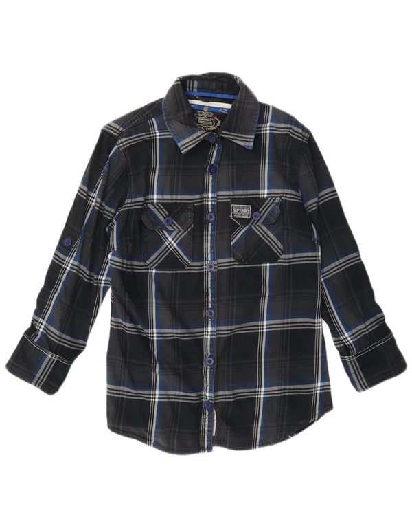 Женская фланелевая рубашка Superdry UK 14, средний темно-синий клетчатый хлопок