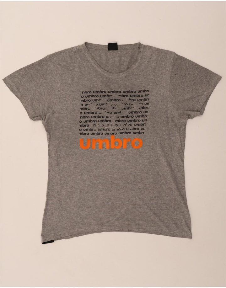 Мужская футболка с рисунком Umbro, топ из хлопка среднего серого цвета с крапинками