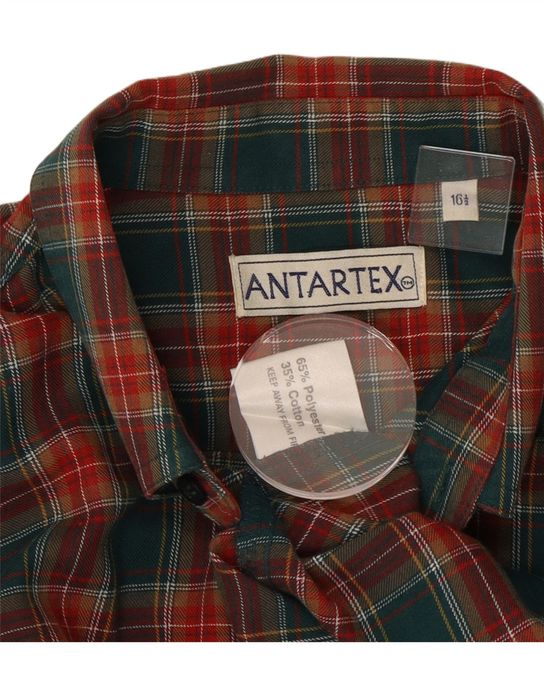 Мужская фланелевая рубашка Antartex, размер 16, 1/2, большая зеленая клетка, полиэстер