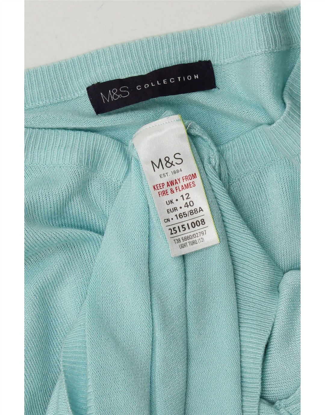 MARKS & SPENCER Womens Cardigan Sweater UK 12 Medium Turquoise Viscose Vintage Marks & Spencer and Second-Hand Marks & Spencer from Messina Hembry 