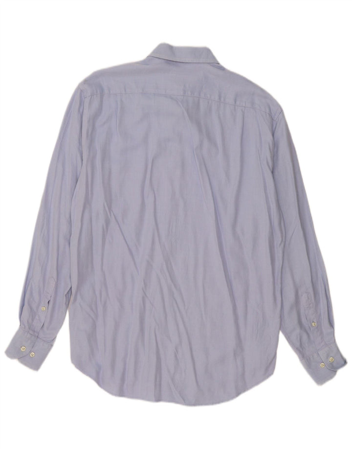 Мужская рубашка Massimo Dutti, размер 42, 16, 1/2, большая синяя, с узором «в елочку», хлопок