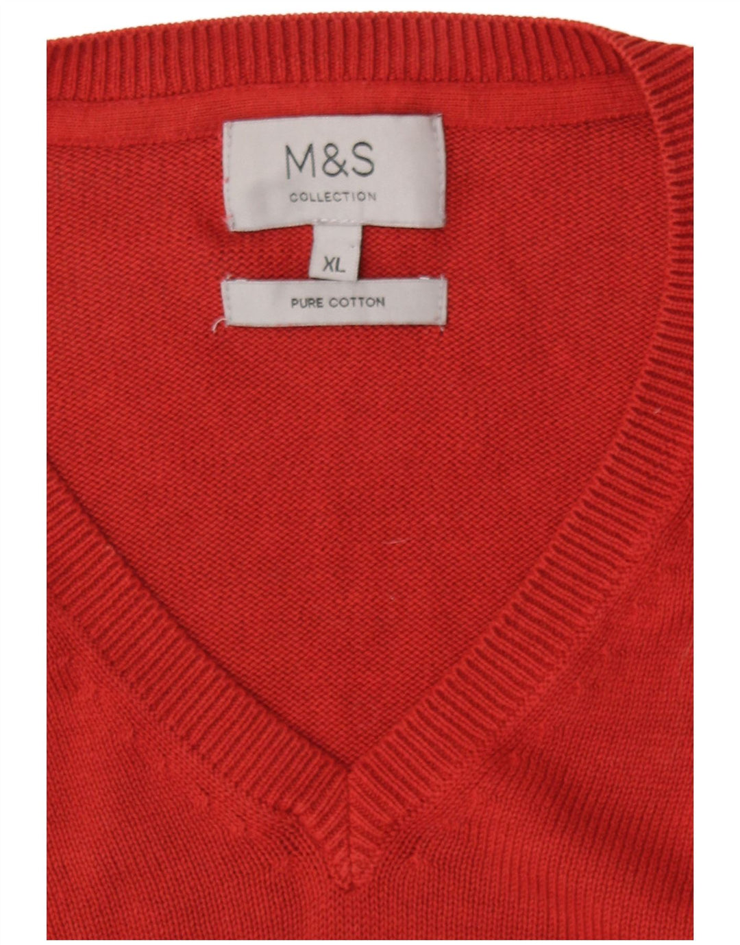 Мужской джемпер с v-образным вырезом Marks & Spencer XL, красный хлопок