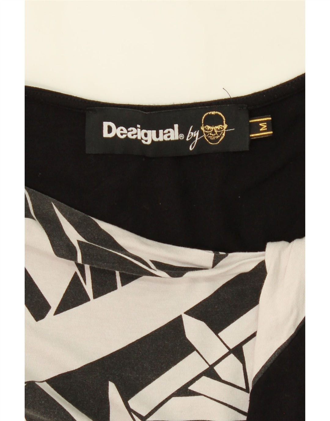 DESIGUAL Womens Sleeveless Blouse Top UK 12 Medium Black Geometric Viscose Vintage Desigual and Second-Hand Desigual from Messina Hembry 