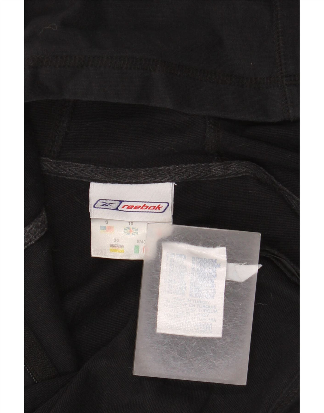 Женский свитер с капюшоном на молнии REEBOK UK 10, маленький, черный, хлопок