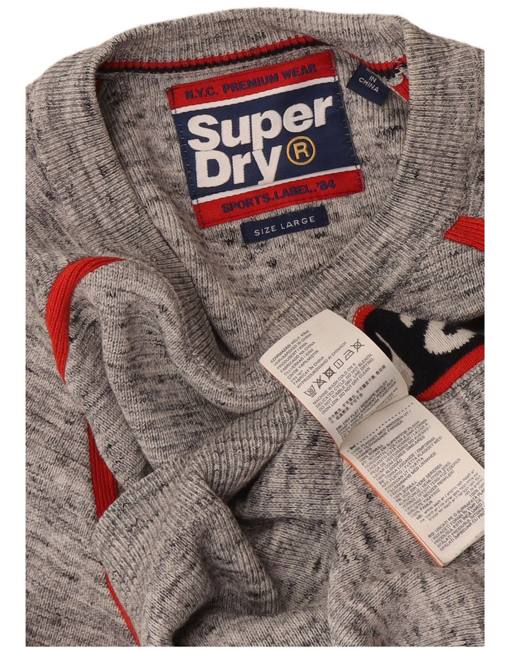 Мужской джемпер с круглым вырезом Superdry, большой серый с цветными блоками