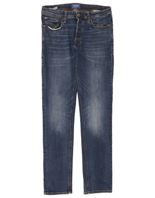 Мужские зауженные прямые джинсы Jack & Jones Tim W30 L32, синий хлопок