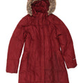 Женское стеганое пальто с капюшоном Eddie Bauer UK 14, средний бордовый полиэстер