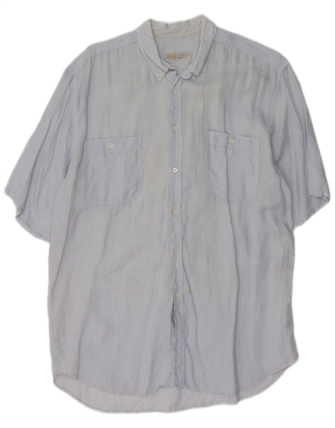 AQUASCUTUM Mens Short Sleeve Shirt Size 15 3/4 40  Medium Blue