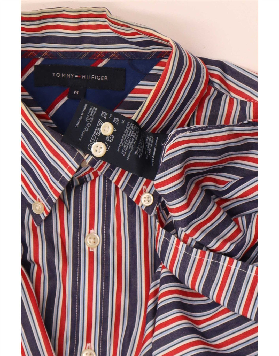 Мужская рубашка Tommy Hilfiger в тонкую полоску среднего размера, хлопок