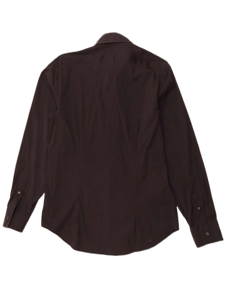 Мужская рубашка приталенного кроя CALVIN KLEIN, размер 39 15 1/2, средний черный хлопок