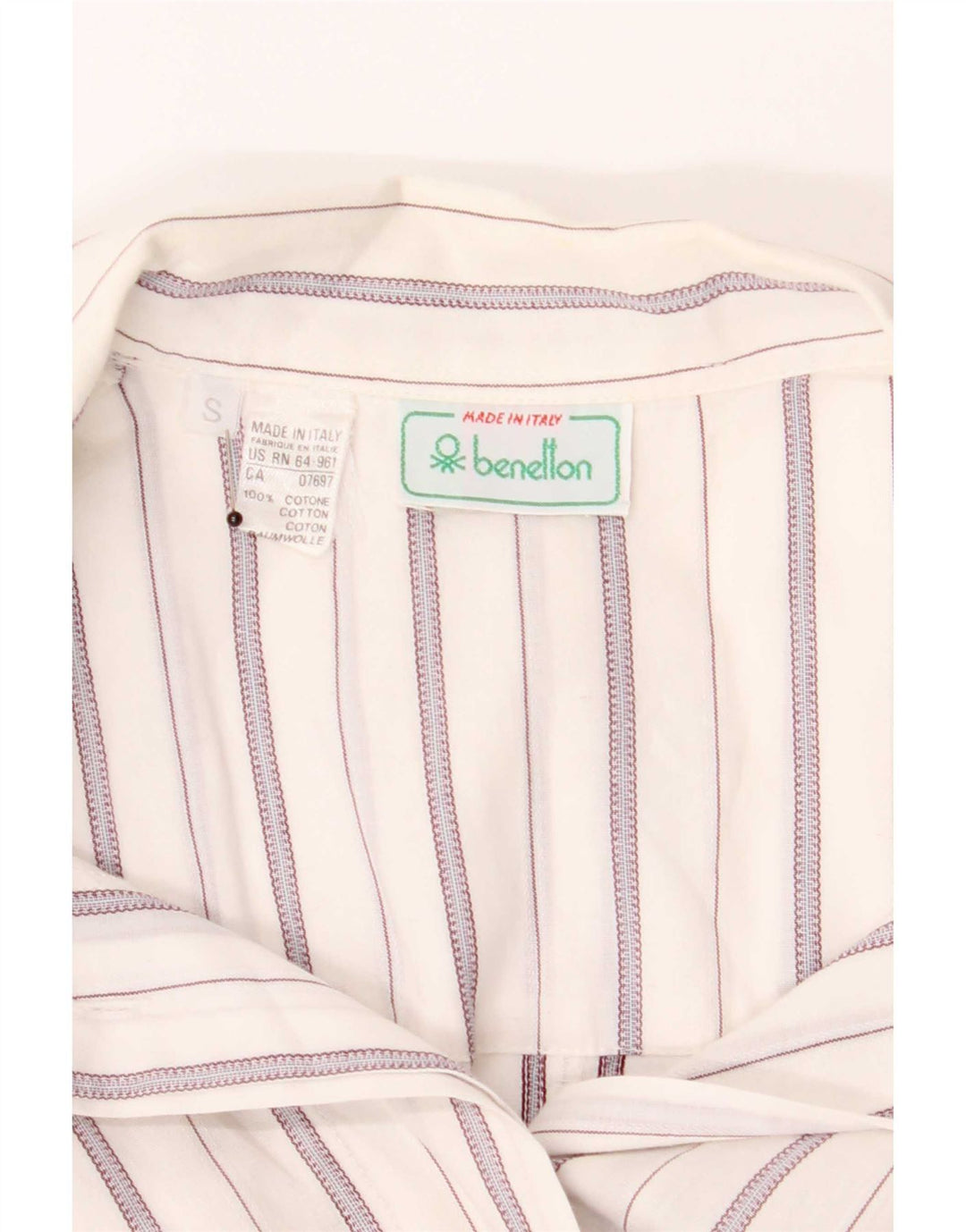 Женская пуловерная рубашка Benetton с рукавом 3/4 UK 10, маленькая белая полоска