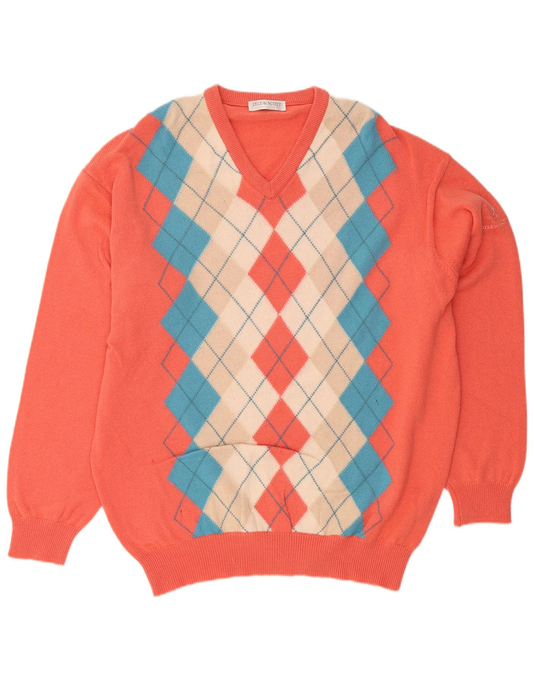 Мужской джемпер с v-образным вырезом LYLE & SCOTT XL оранжевый Argyle/Diamond