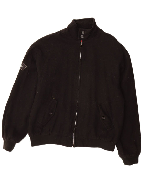 Винтажная мужская куртка-бомбер UK 40, большая черная шерсть