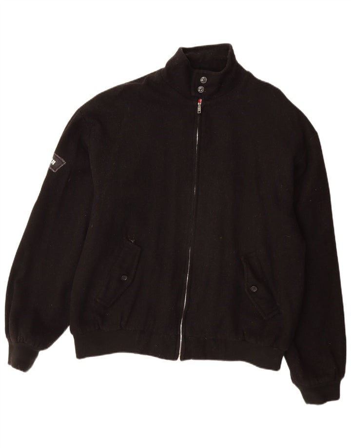 Винтажная мужская куртка-бомбер UK 40, большая черная шерсть