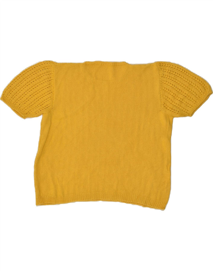 VINTAGE Womens Short Sleeve Crew Neck Jumper Sweater UK 14 Large Yellow | Vintage Vintage | Thrift | Second-Hand Vintage | Used Clothing | Messina Hembry 