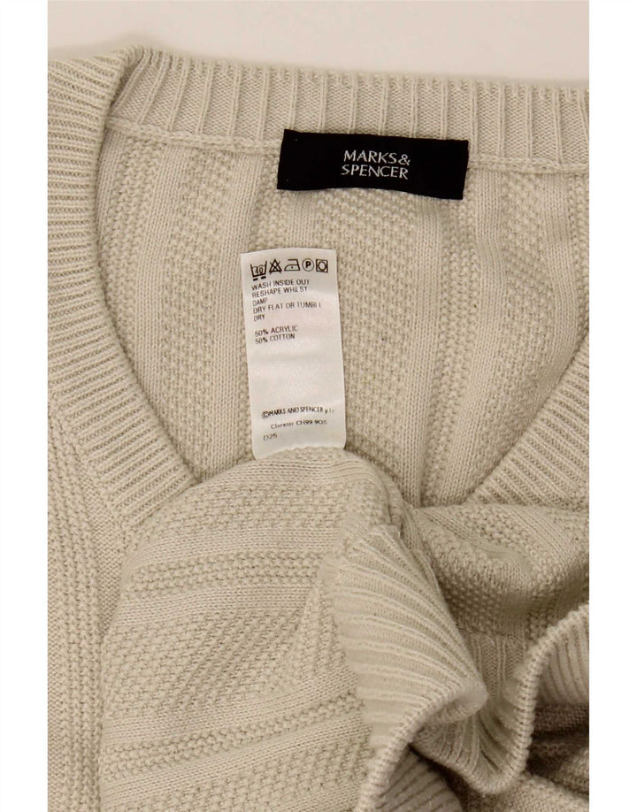Мужской джемпер с v-образным вырезом Marks & Spencer, большой бежевый акрил