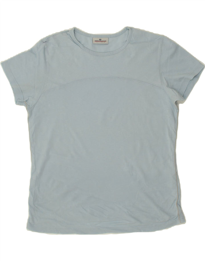 SERGIO TACCHINI Womens T-Shirt Top UK 14 Medium Blue Vintage Sergio Tacchini and Second-Hand Sergio Tacchini from Messina Hembry 