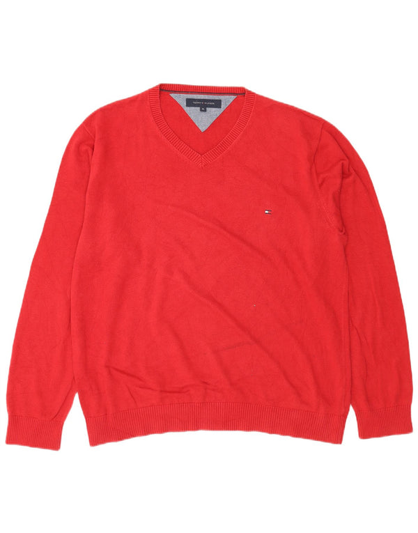 Мужской джемпер с v-образным вырезом Tommy Hilfiger XL, красный хлопок