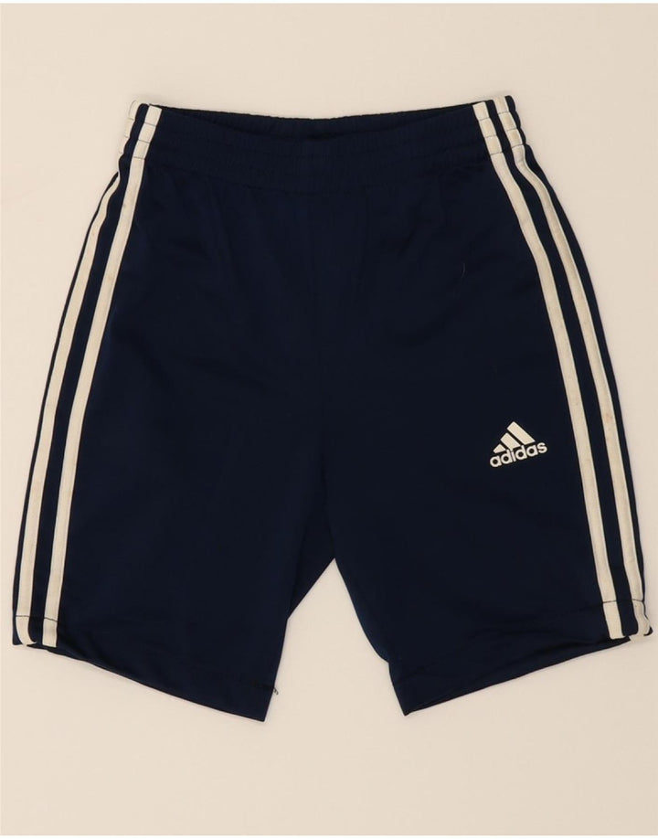 ADIDAS Boys Sport Shorts 9-10 Years  Navy Blue Polyester Vintage Adidas and Second-Hand Adidas from Messina Hembry 