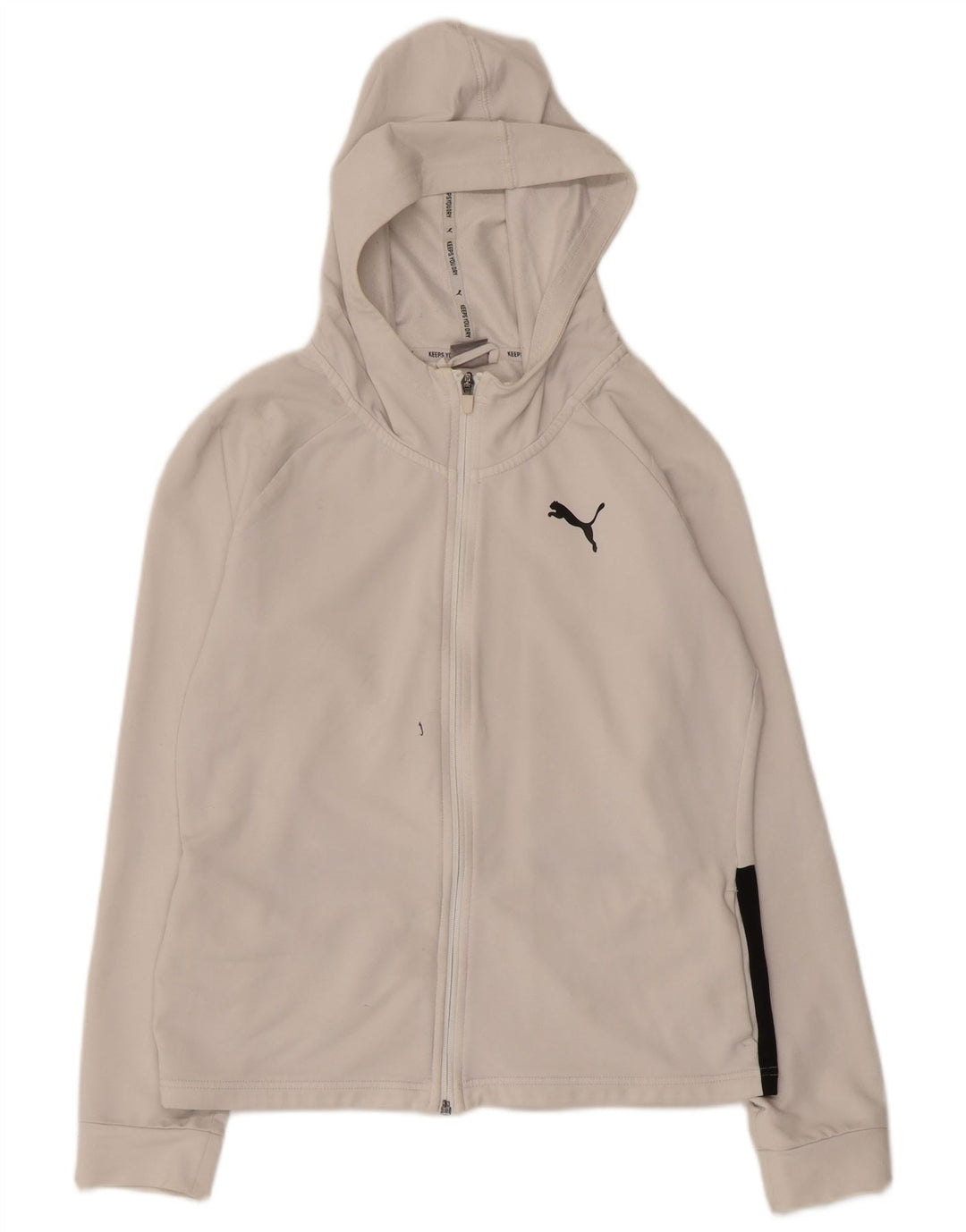 Женский свитер с капюшоном на молнии с графическим рисунком PUMA UK 10, маленький белый с цветными блоками