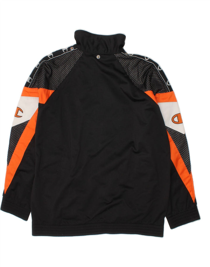 CHAMPION Boys Graphic Tracksuit Top Jacket 11-12 Years Black Colourblock Vintage Champion and Second-Hand Champion from Messina Hembry 