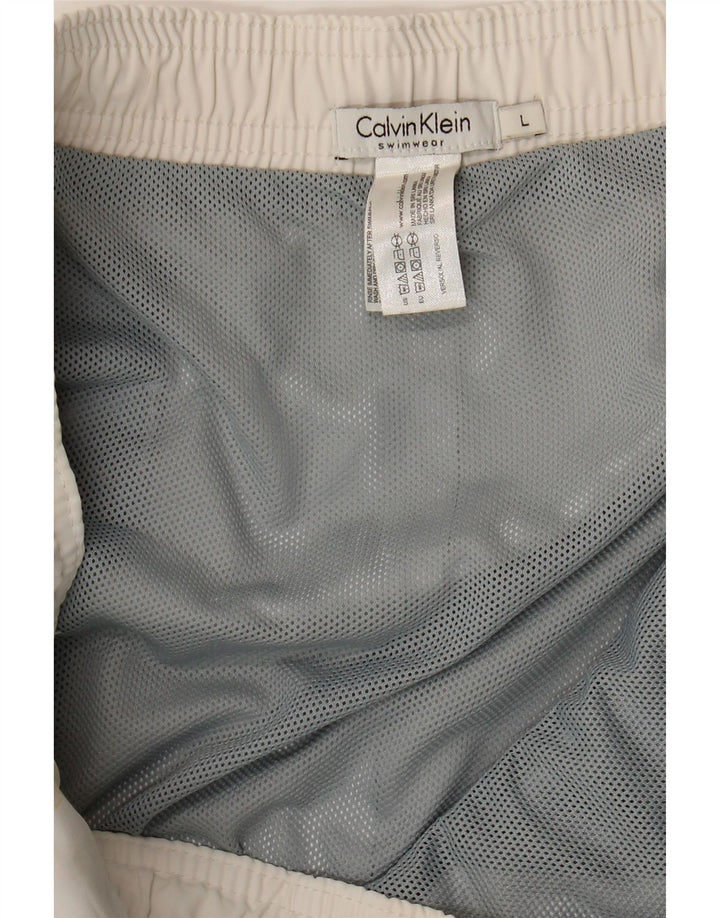Мужские шорты для плавания с рисунком Calvin Klein, большие размеры, белый полиэстер