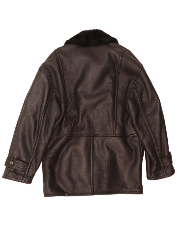 Винтажная мужская короткая дубленка IT 48 Medium Black Shearling
