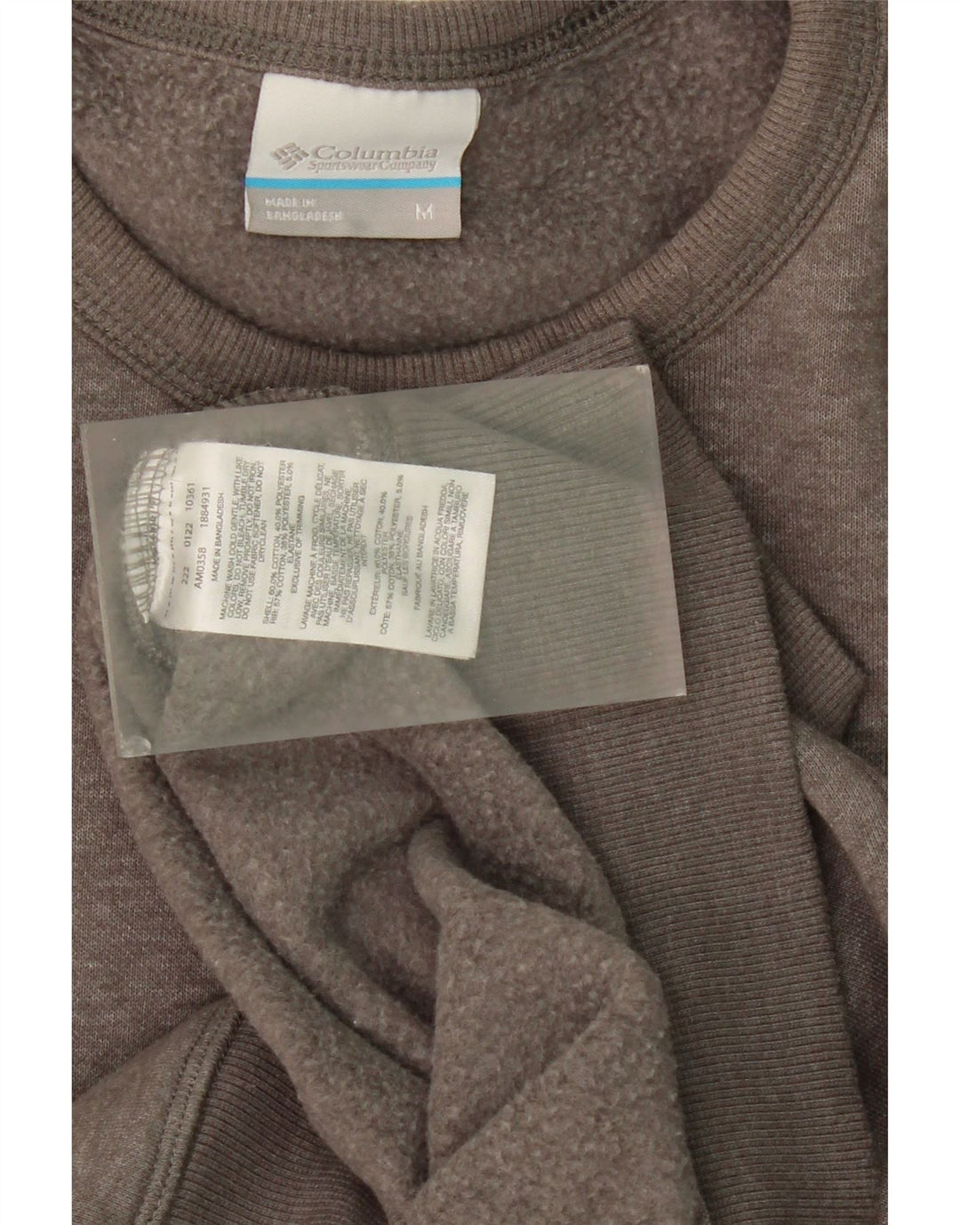 COLUMBIA Mens Graphic Sweatshirt Jumper Medium Grey Cotton Vintage Columbia and Second-Hand Columbia from Messina Hembry 