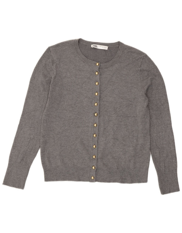 Женский кардиган Zara UK 14, большой серый вискоза с крапинками