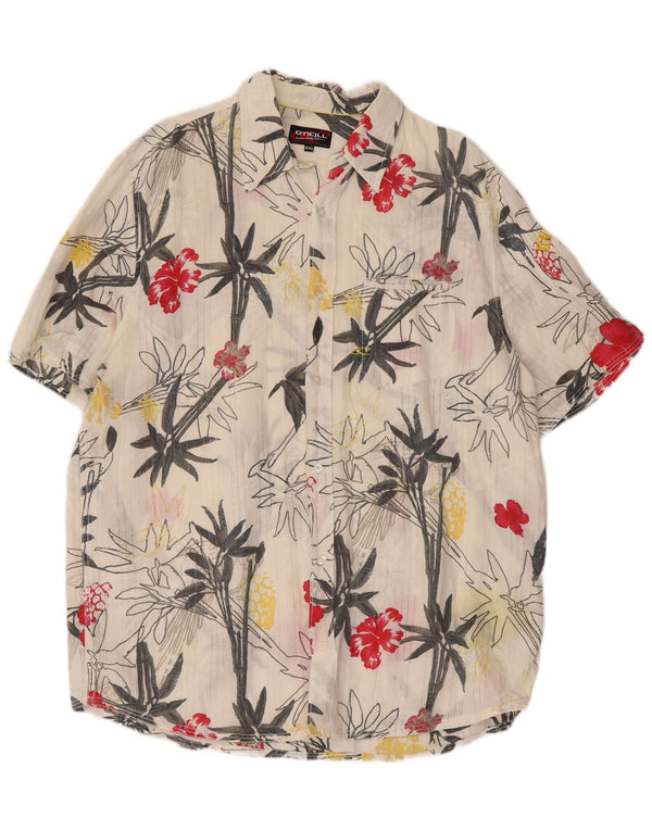 O'NEILL Mens Short Sleeve Shirt 2XL White Floral Flax
