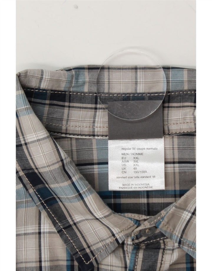 Мужская рубашка с коротким рукавом JACK WOLFSKIN UK 48 2XL, синяя клетка, хлопок