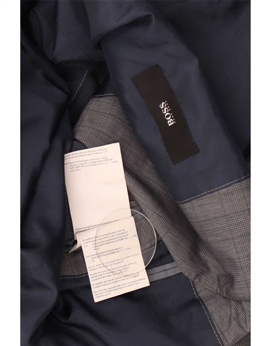 Мужской пиджак Hugo Boss с 2 пуговицами EU 48, средний серый в клетку из натуральной шерсти