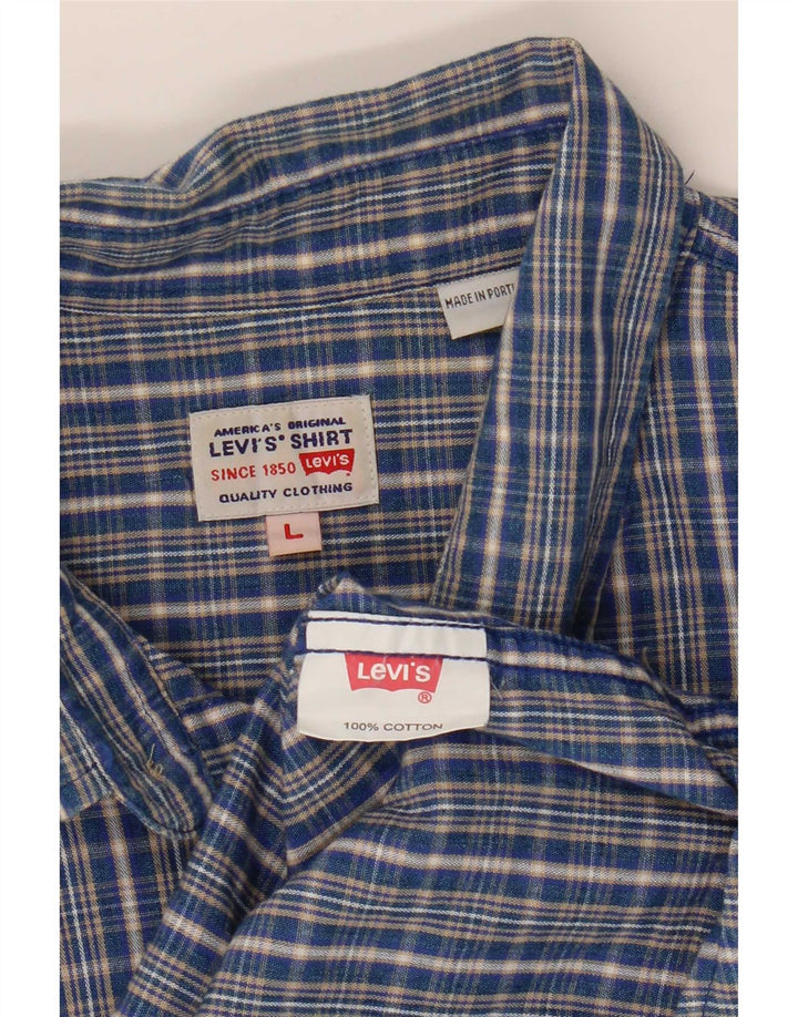 Мужская рубашка Levi's в крупную синюю клетку из хлопка
