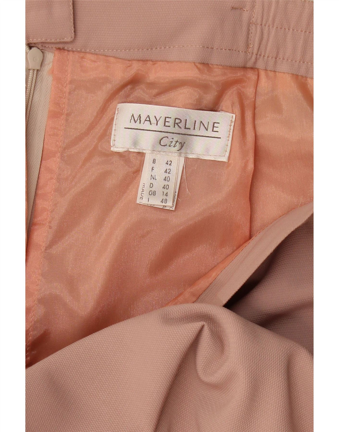 MAYERLINE Womens Straight Skirt UK 14 Large W32 Pink Polyester Vintage Mayerline and Second-Hand Mayerline from Messina Hembry 