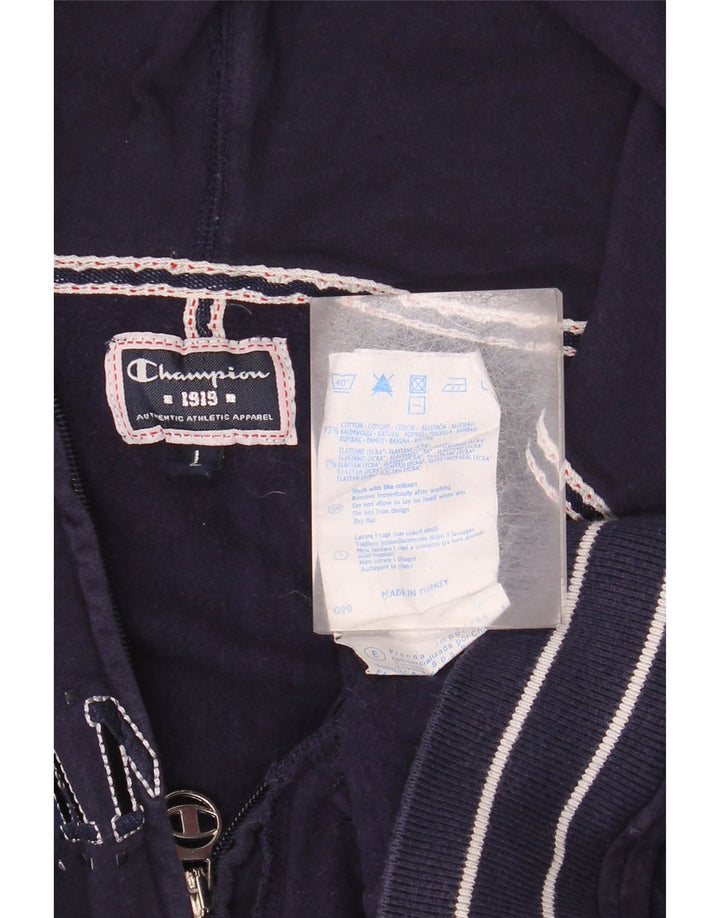 Женский свитер с капюшоном и молнией с графическим рисунком CHAMPION, Великобритания 16, большой размер, темно-синий, хлопок