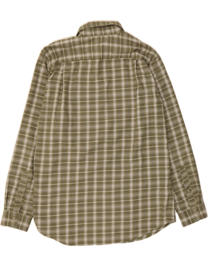 EDDIE BAUER Mens Tall Shirt Large Green Check Polyester Vintage Eddie Bauer and Second-Hand Eddie Bauer from Messina Hembry 
