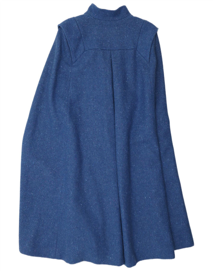 Женское пальто-накидка Jimmy Hourihan UK 14, новая шерсть среднего синего цвета в крапинку