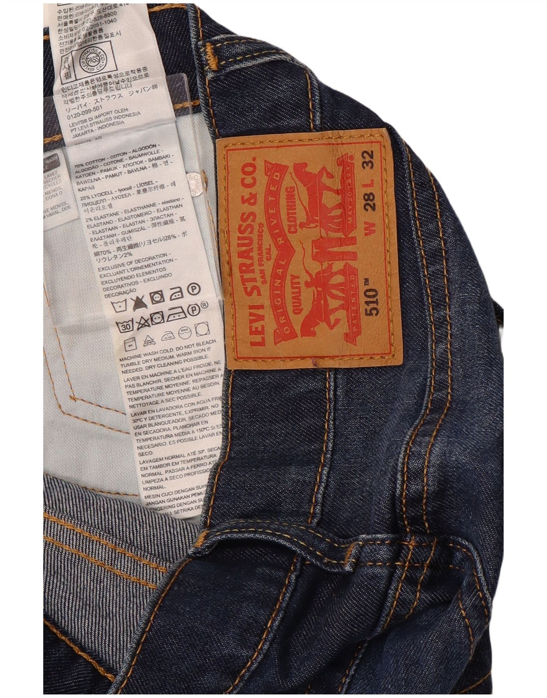 Мужские джинсы скинни Levi's 510 W28 L32 синие, хлопок